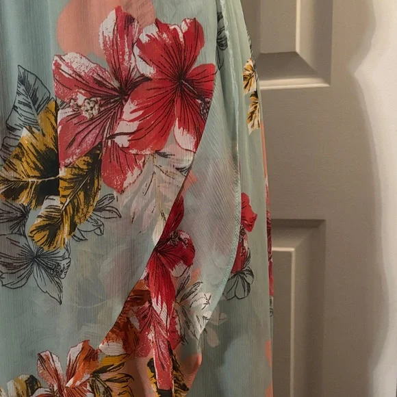 Express Floral Dress - Mint Green and Coral - Picture 4 of 8